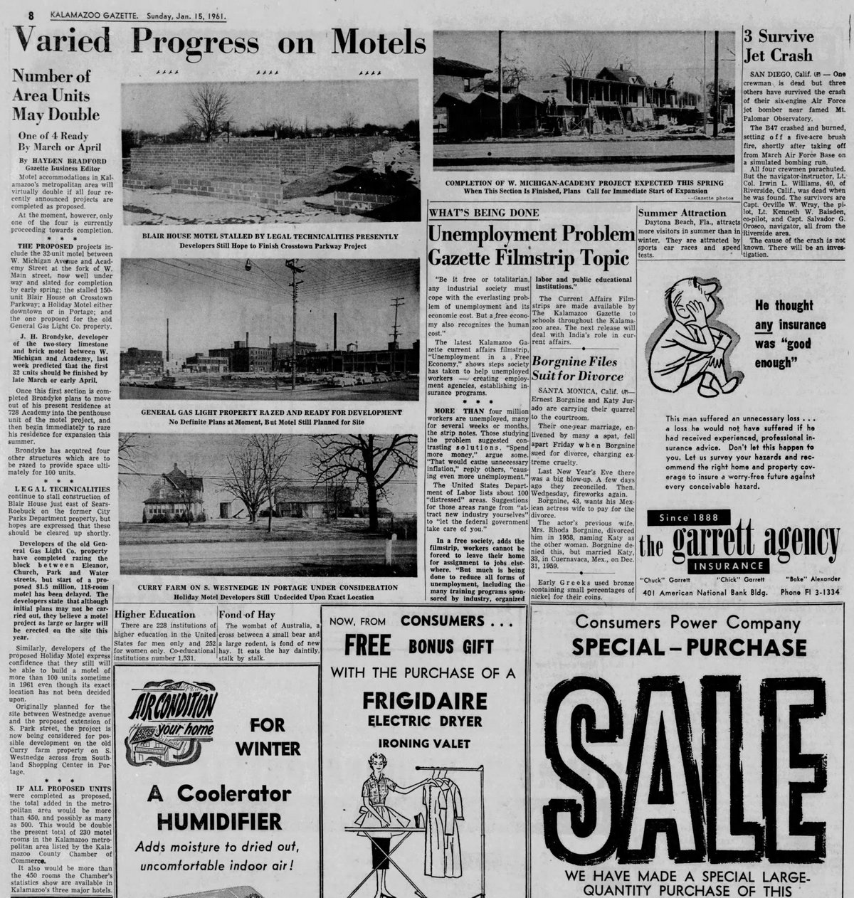 Downtowner Motel - Jan 15 1961 Article (newer photo)